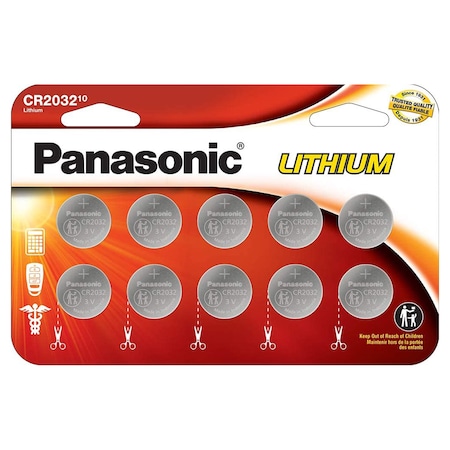Panasonic 3V Coin Cell Battery Replaces ECR2016, BR2016, 208-202, 208-204, PK 10 CR2016PA/10BW